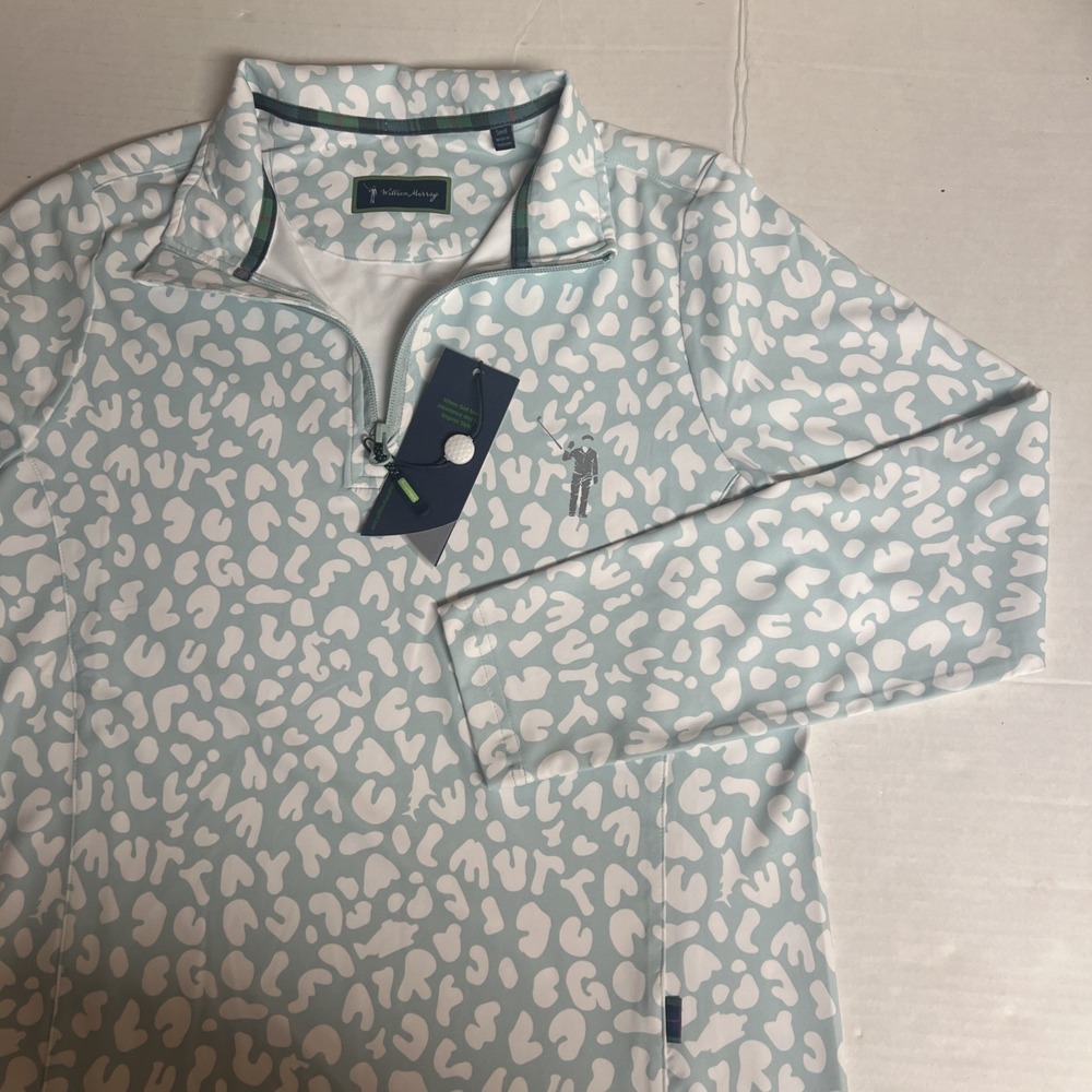 NWT William Murray Golf Women's SMALL Green Geometric 1/4 Zip Pullover Shirt